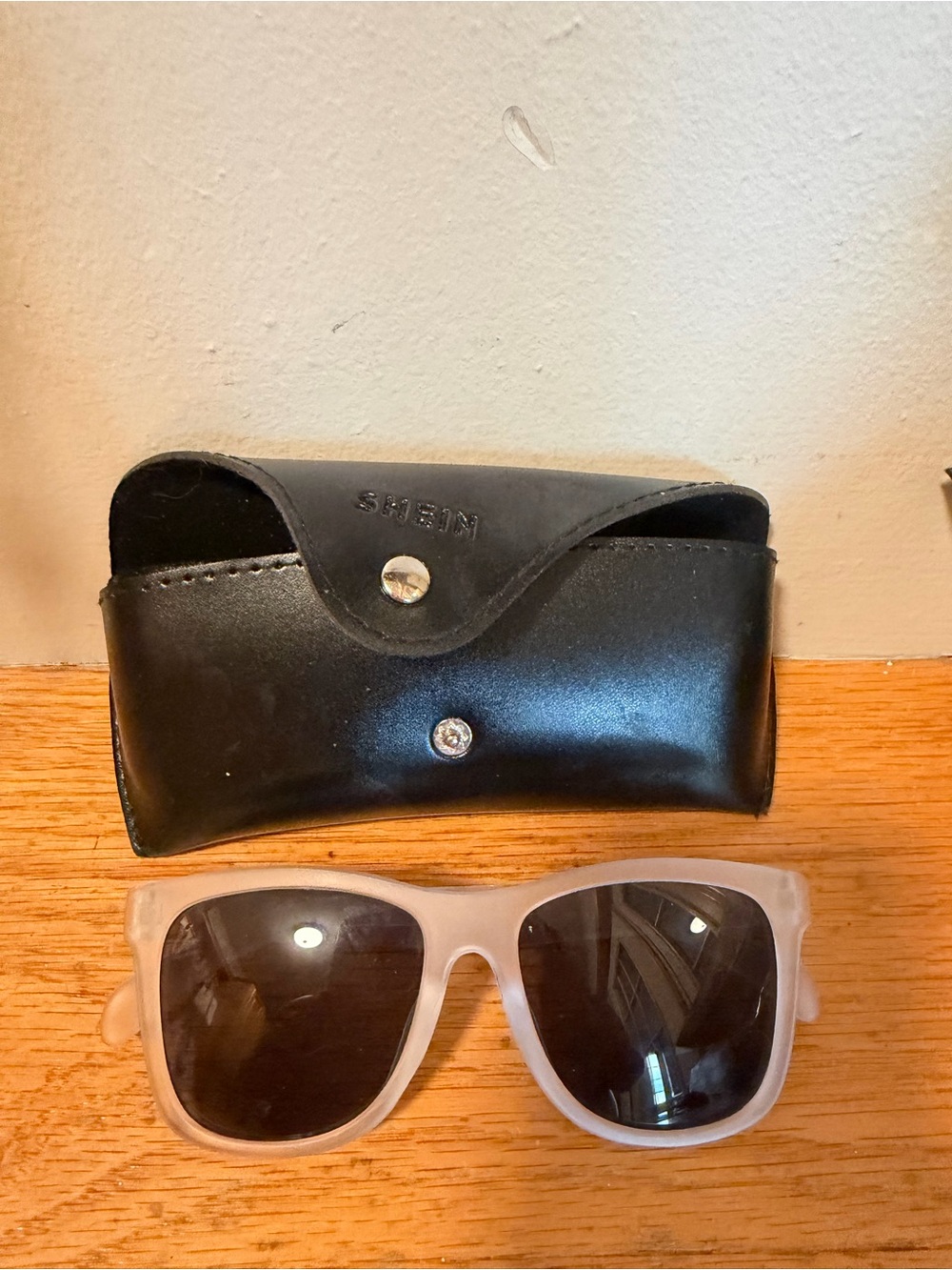 SHEIN Frosted White Frame Sunglasses with Black Lenses